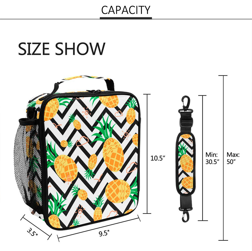 Lightweight Pineapple Kids Insulated Lunch Box With Zipper Closure