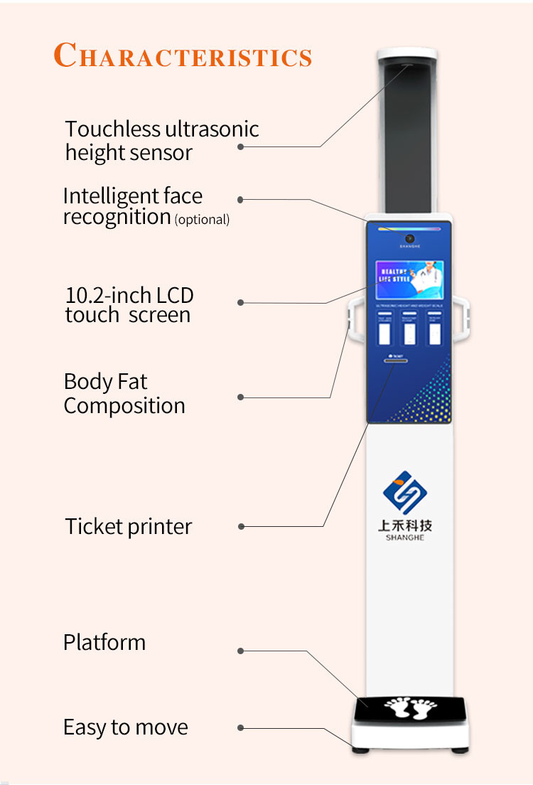 Ultrasonic Height Weight Scale Body Composition Analyzer For Pharmacy
