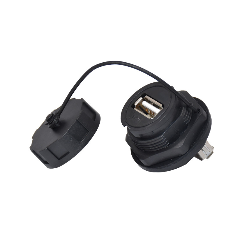 IP67 Industrial Ethernet Connector , USB 2.0 Female Connector With Cover