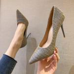 6888-7 Korean Fashion Pointed Shallow Mouth High Heels Thin Sexy Wrinkled Women