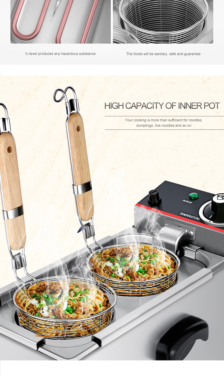 Catering Equipment 2kW Electric Desktop 2 Heads Pasta Cooker for Restaurant Noodle Boiling