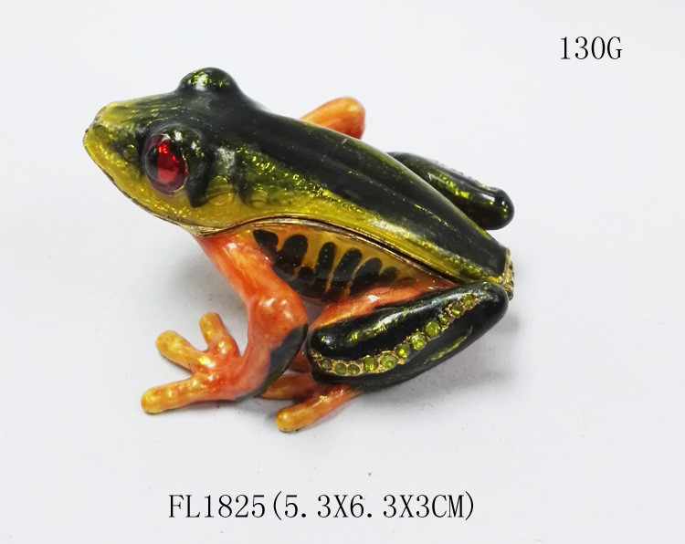 Frog diamond decoration trinket jewelry box petwer metal jewelry box for jewelry
