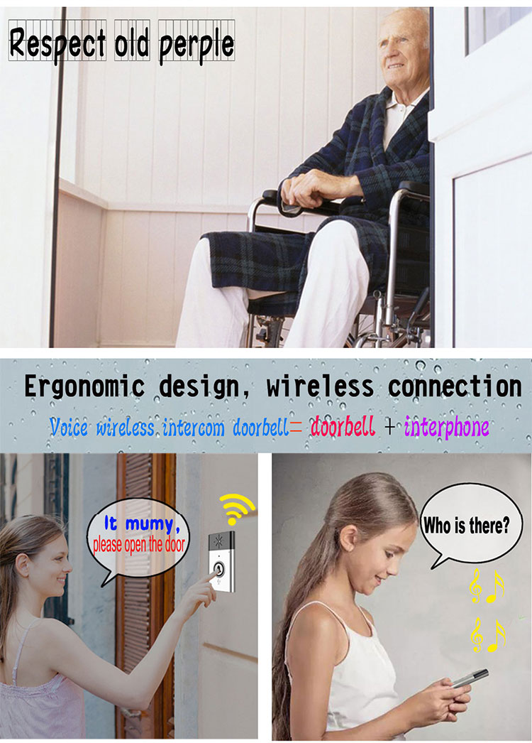 silver/gold color talk function wireless door bell