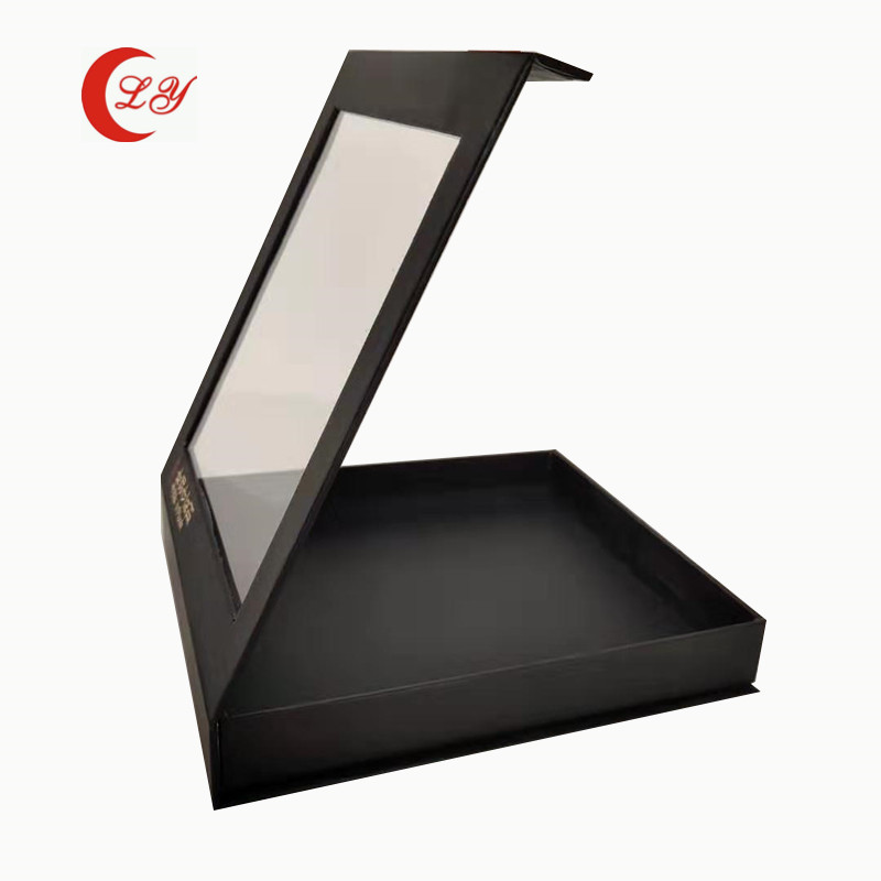 Supermarket Matt Black Magnetic Packaging Box Cardboard Gift Boxes With Clear Window