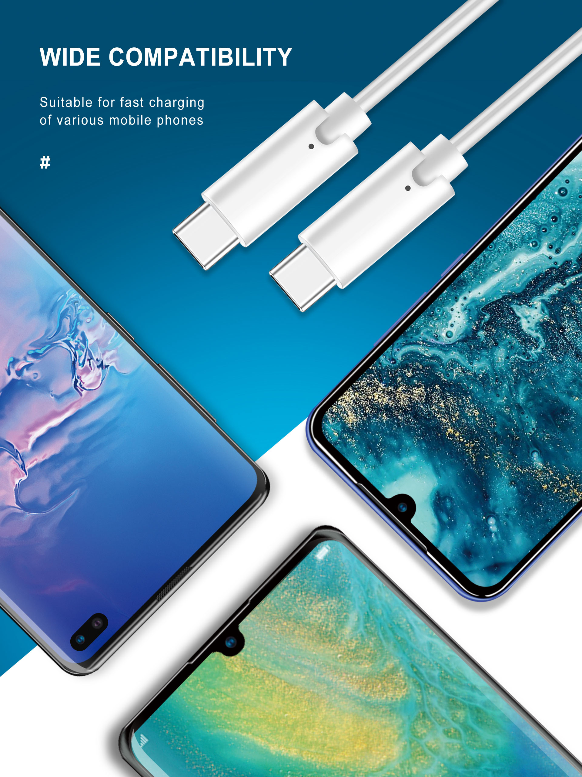 Super Fast 5A 100W Gen2 3.1 USB Type C Charging Cable 4K Monitors Use