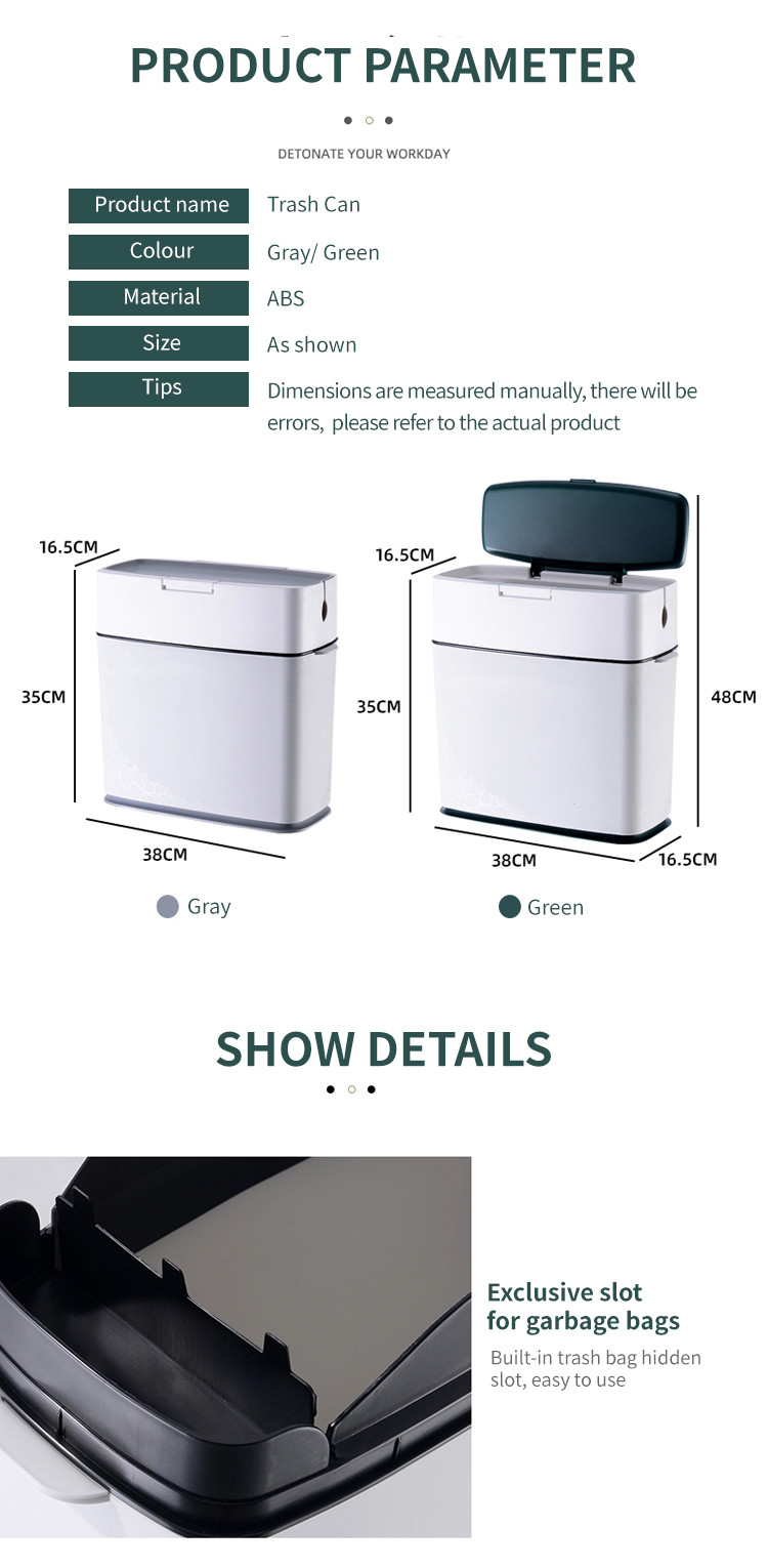 ABS Material 10L Intelligent Trash Bin Odor Free Space Free Design