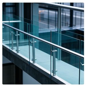 Modern Aluminum Glass Balcony Railing Weatherproof Indoor Outdoor