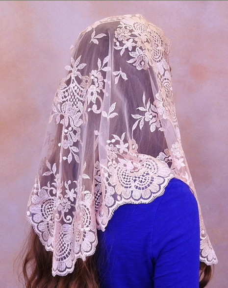 elegant embroidered Barcelona veil Authentic Spanish Medallion Mantillas