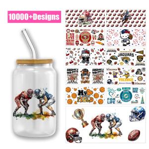 China Rugby Sports Balls UV DTF Cup Wraps For Spanish 16oz Tumbler Sports Balls wholesale