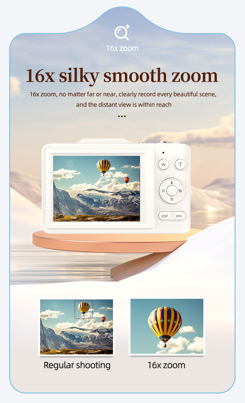Retro Digital Camera 4K for Travel 2.8" IPS Screen 16X Digital Zoom Anti-shake Vlogging Mini Digital Cameras