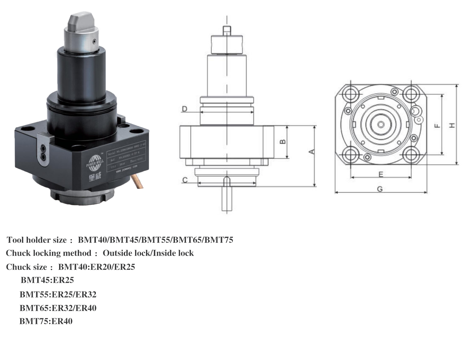 High Accuracy Power Bmt45 Live Tooling With Inside Locking Method