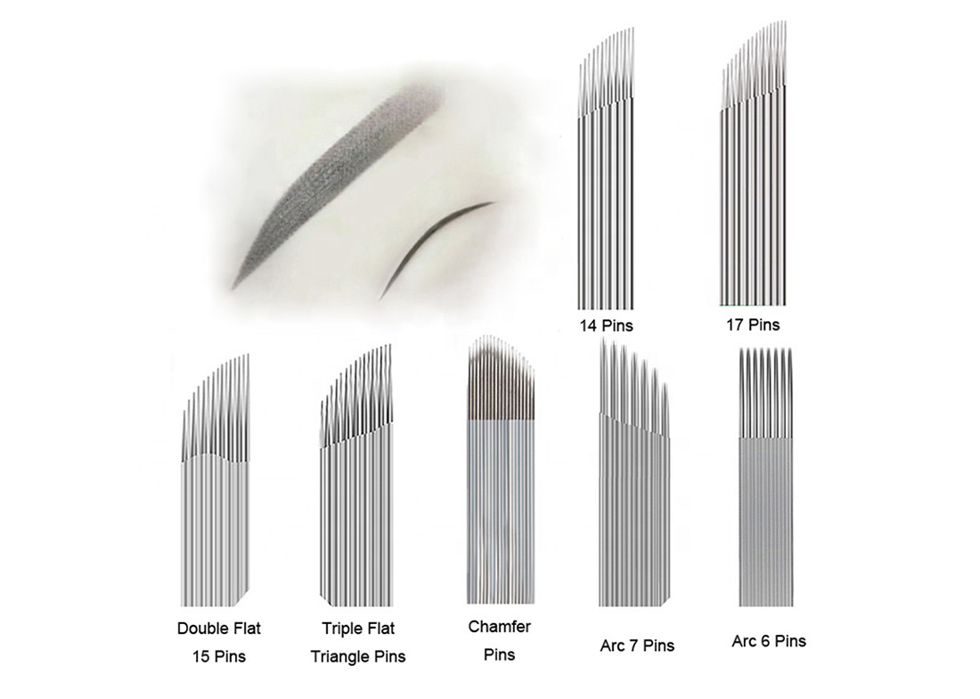 Silver Stainless SteelEyebrow Tattoo Manual Permanent Makeup Needle 15 Pins