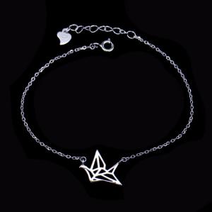 China Origami Birds Plain Silver Bracelet / Simple Fine Fine Silver Bracelet wholesale