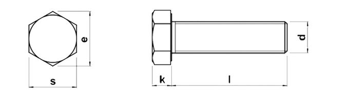 Full Thread Stainless Steel Bolt M8 Size Hex Head Bolt DIN933 A2-70 Materials
