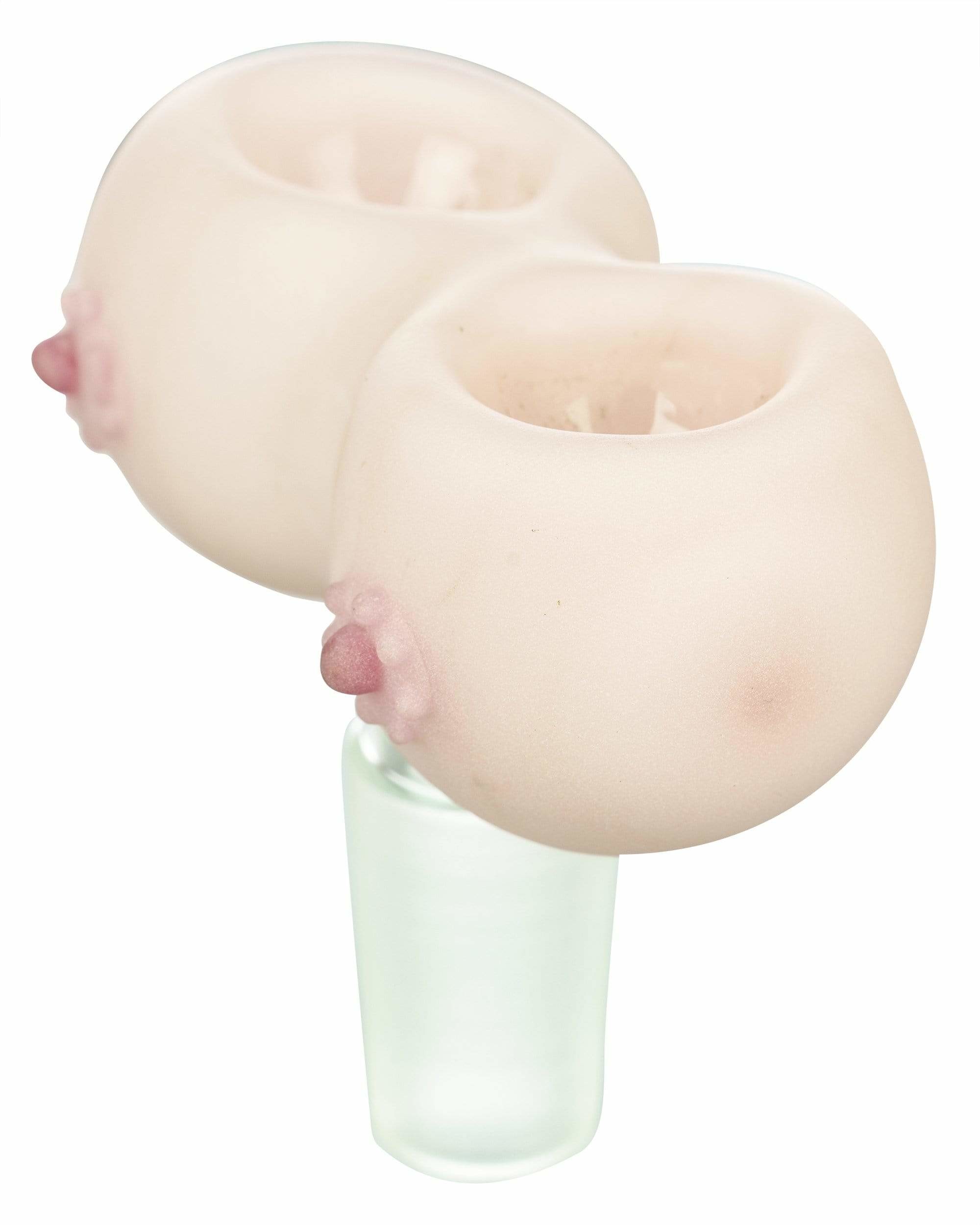 18mm Male Glass Water Bong Bowl Dab Boobies Double Bowl Piece