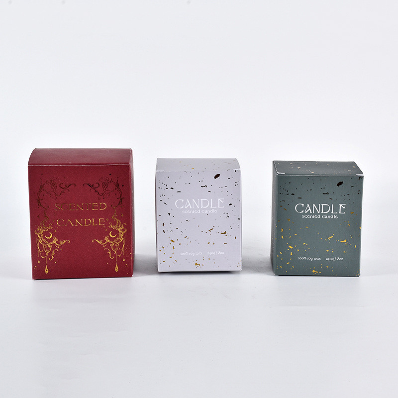 Green Scented Candle Gift Paper Printed Box Packaging With Cardboard Insert