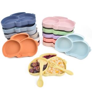 China Infants Rabbit Suction Section Plate 100% Silicone Weaning Suction Plates wholesale