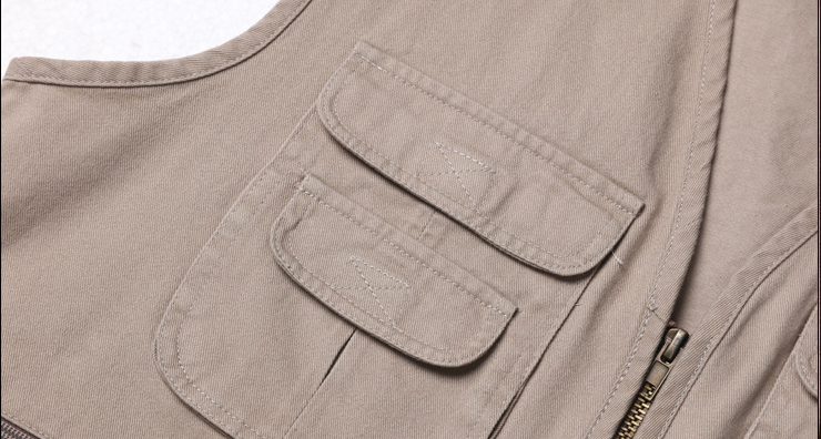 Causal Multi-pocket Sleeveless Oversize Top Utility Waistcoat V-neck Cardigan Zipper Biker Vest Men Hiking Fishing Vests