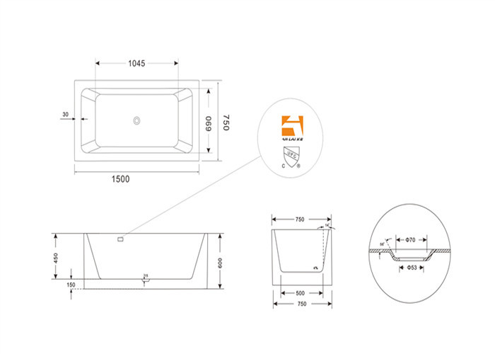 Small Stand Alone Bathtubs , Deep Freestanding Soaking Tubs For Small Spaces