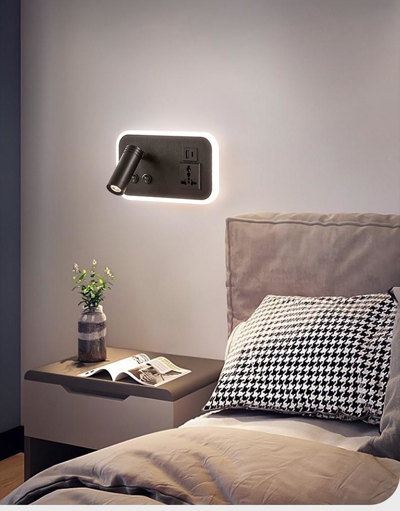 Multifunctional hotel villa apartment reading wall lamp USB Type-C wireless charger socket bedside light bedroom lamp