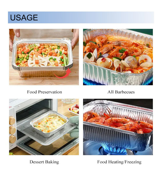 Disposable Tin Foil Trays Food Packaging Aluminium Container Disposable Aluminum Tray With Plastic Lid