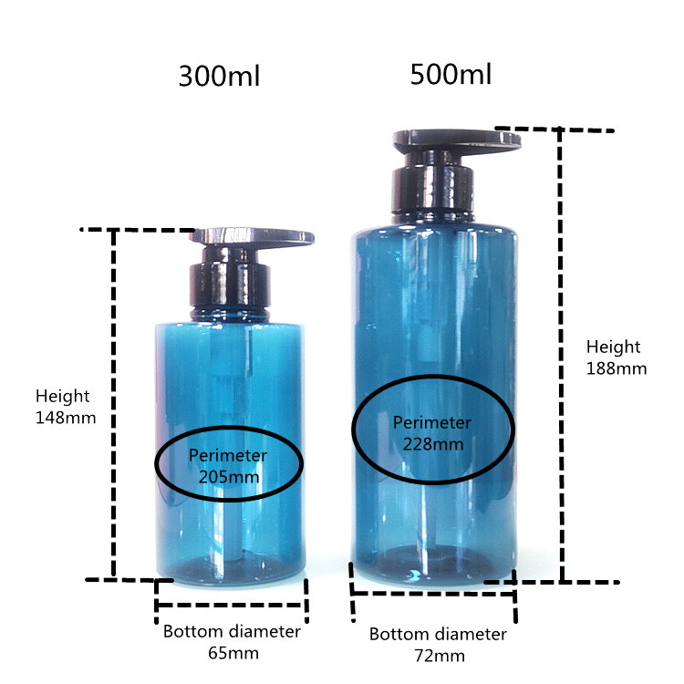 Shampoo 300ml 500ml Cosmetic Lotion Pump Bottle Green Amber Boston Round