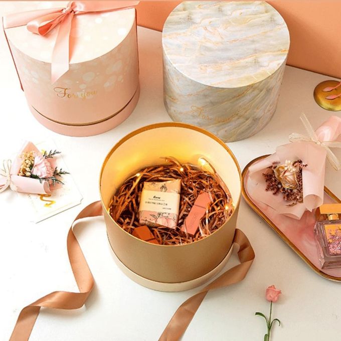 Dia 20cm Height 19cm Cylindrical Paper Box Gold Foil Hot Stamping