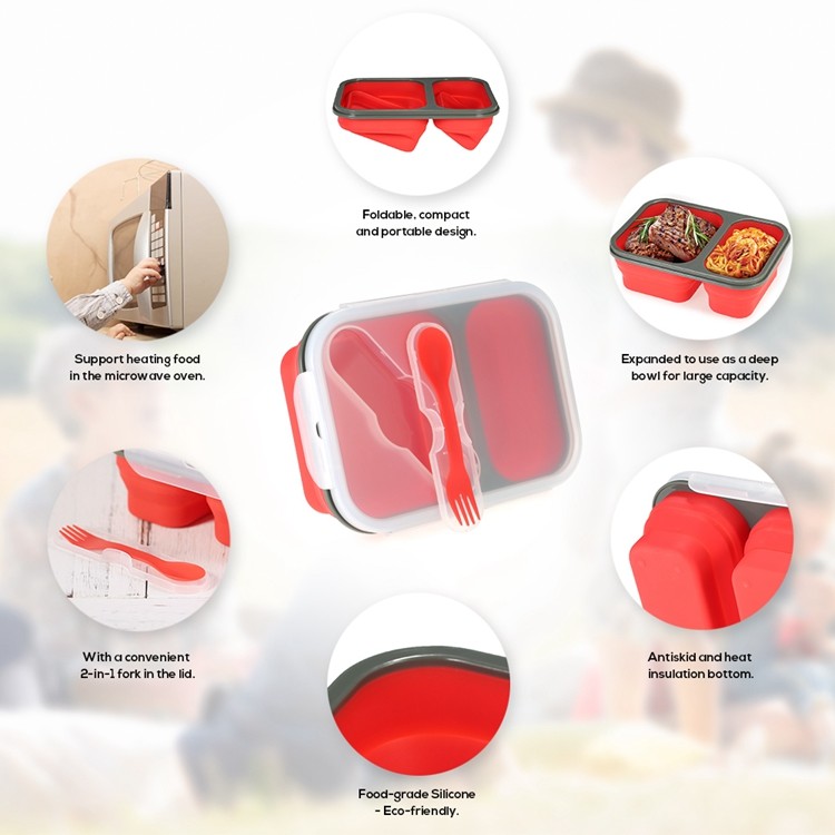 OEM BPA Free Silicone Leakproof Lunch Containers Reusable For Adults Storage Box