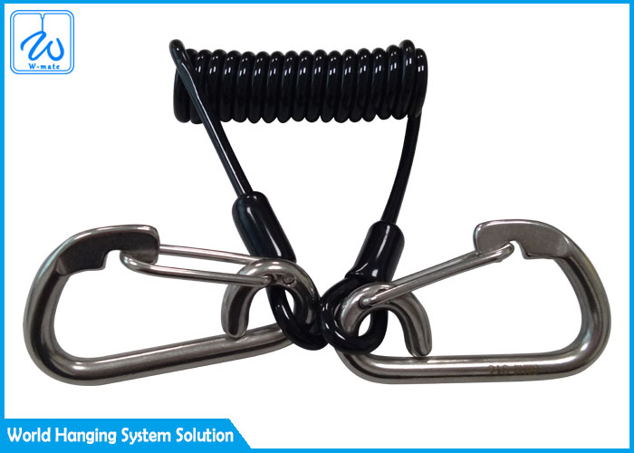 Stainless Reinforced Wire Coil Lanyard By Two Swiveling Gate Clips