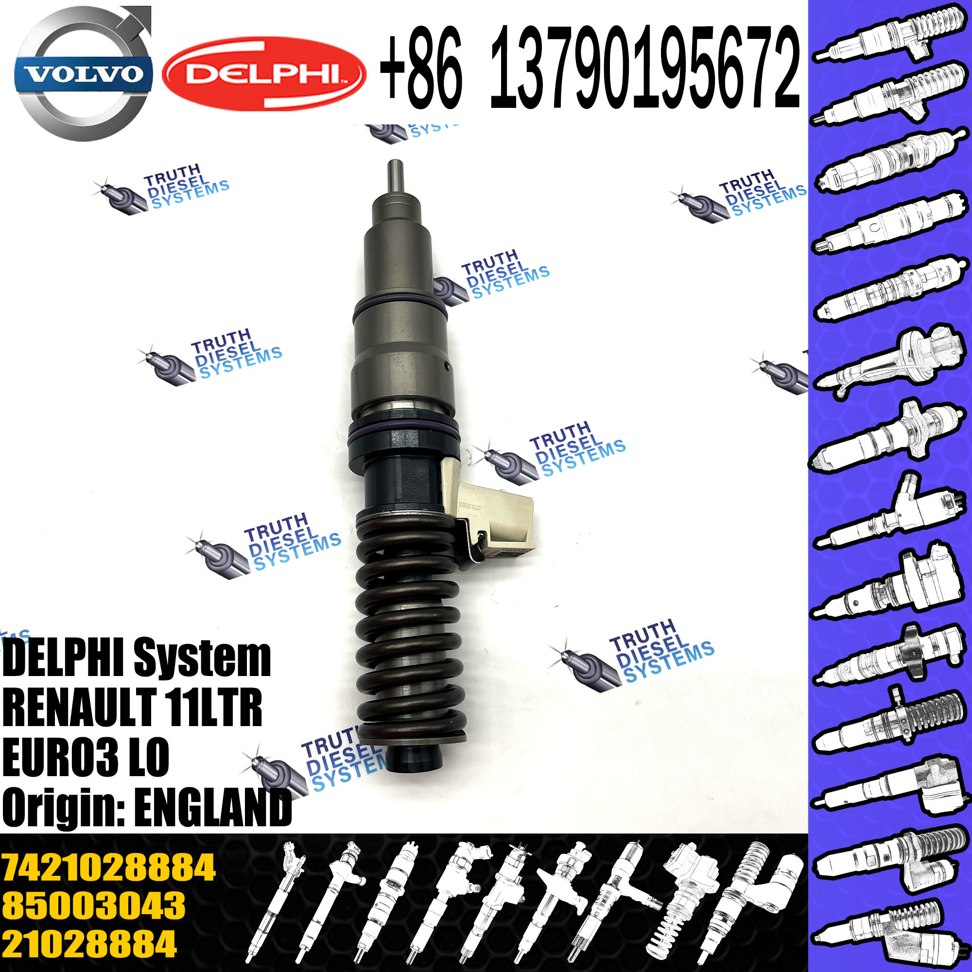 Diesel Engine Fuel Injector 21028884 BEBE4D20001 7421028884 7485003043 85003043 for 11