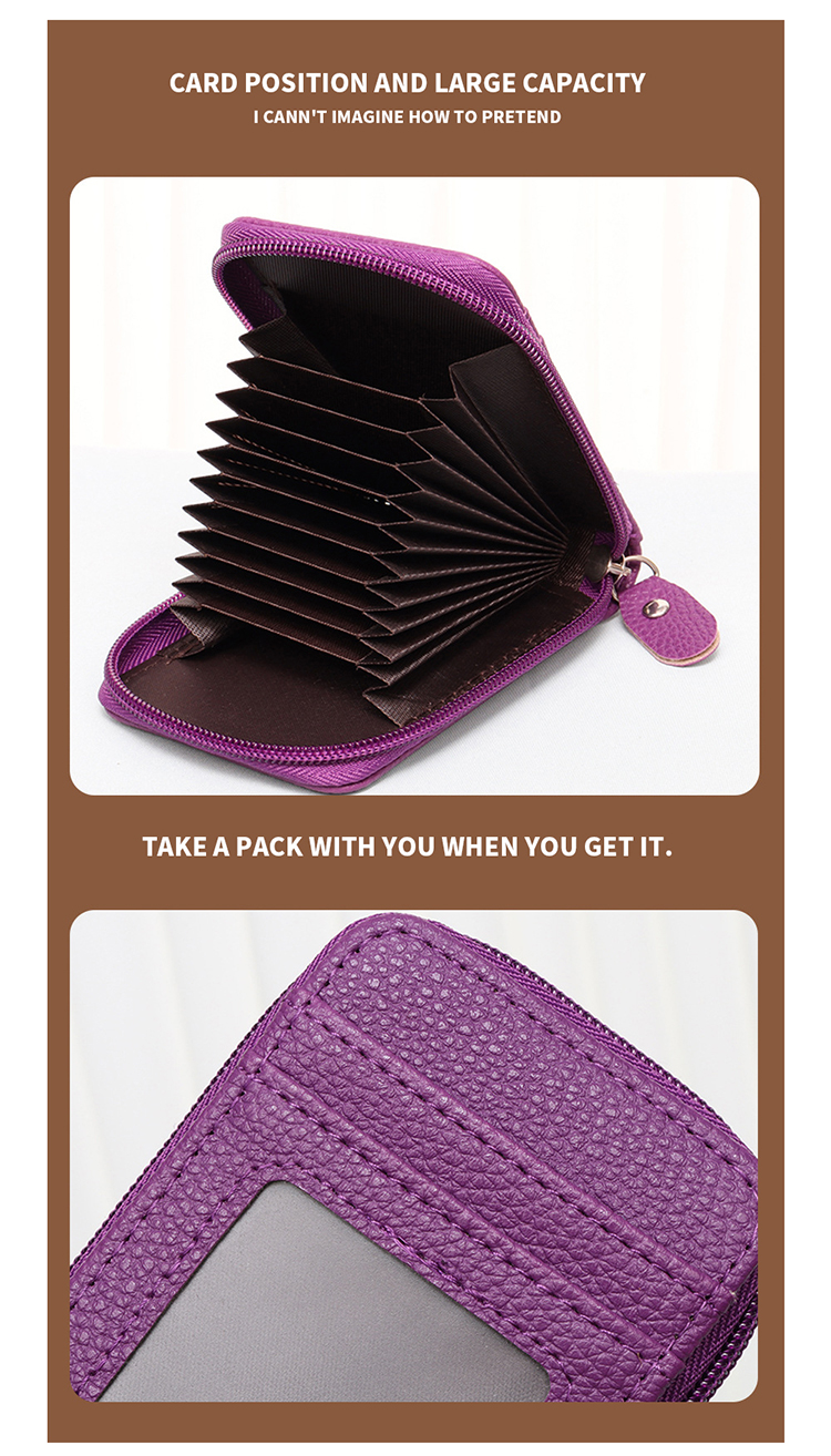 12 Slots Rfid Anti-Theft Wallet Popular Zippered Credit Card Bag for Low MOQ Mix Models
