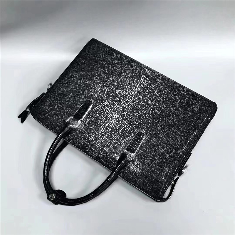 Authentic Stingray Skin Men's Large 15'' inch Passcode Briefcase Genuine Crocodile Leather Top-handle Male Totes Purse