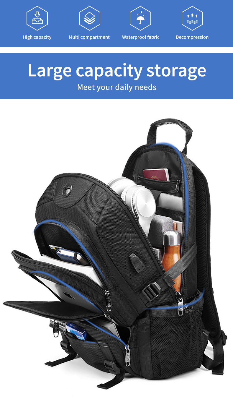 Waterproof Men Business sports school travel Computer mochila 15.6 inch Laptop Bag Backpack