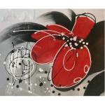 Hand-Painted Red Flowers Painting on Canvas Thick Oil Flowers Landscape Oil