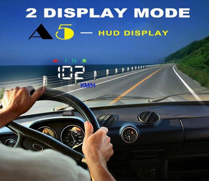 Ouchuangbo HUD 3.5 inch Car Head Up Display Windshield Projector Speedometer Overspeed - GPS Satellite 2 Dispaly Mode