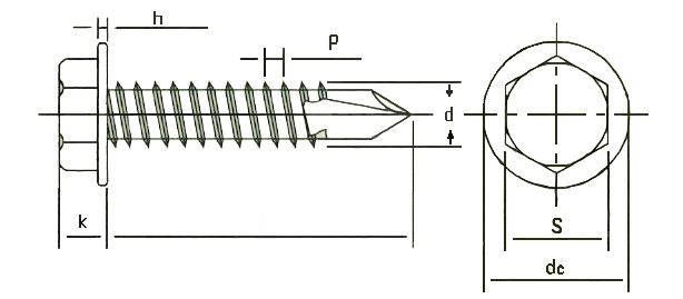 SUS410 Hex Head Self Drilling Sheet Metal Screws Point NO.5 Hi-Teks BSD Threading