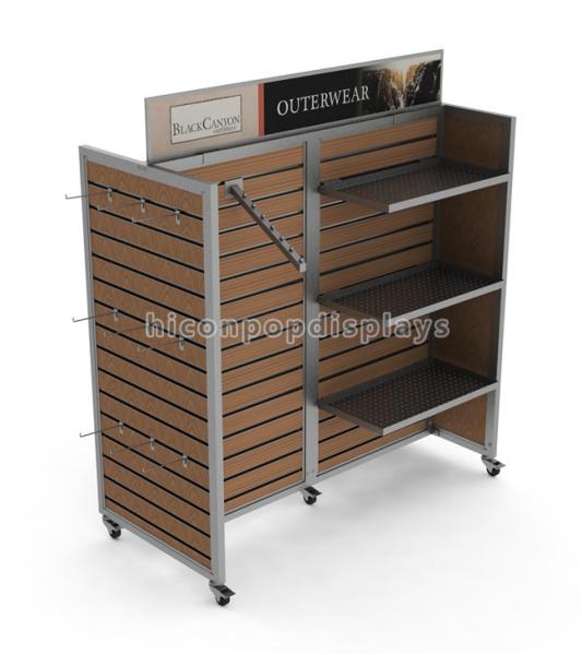 Clothing Store Furniture 4 Way Garment Hanging Wood Freestanding Slatwall