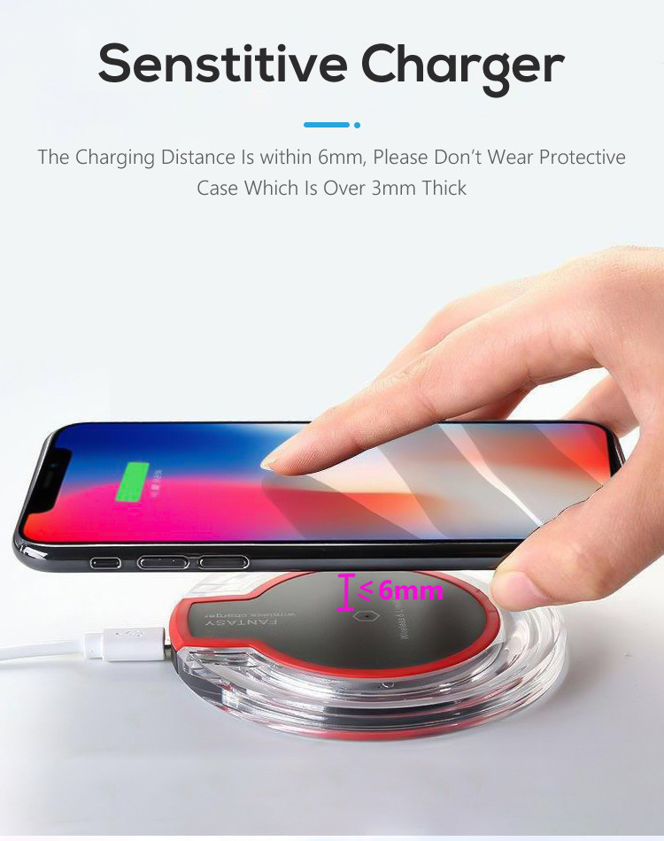 USB C Port ABS Transparent ABS 5W QI Wireless Charging Pad
