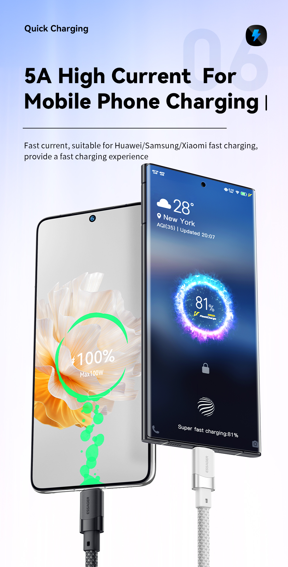 ESSAGER ES-X53 Series 100W USB C to USB C Magnetic Charging Cable