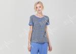 Striped Petite Women'S Pajamas Short Sleeve Long Pants , Ladies Lounge Pyjamas