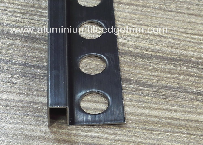 brushed black square edge stainless steel tile trim 10mm