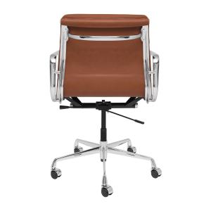 China Classic Style Brown Executive Office Chair , Mid Back Brown Leather Rolling Chair wholesale