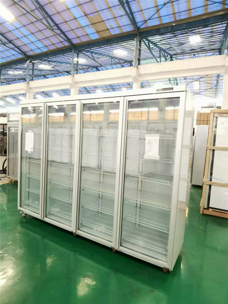 Drink Display Showcase Beverage Fridge Triple Glass Door Commercial Refrigerator