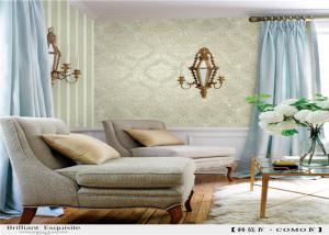China Waterproof Damask Removable Wallpaper Flower Pattern With Vinyl Coated Paper wholesale
