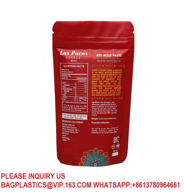 Stand Up Pouch Resealable Aluminum Foil Mylar Bag Plastic Packaging Food Packaging Bag