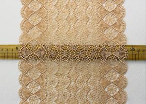 China 19 CM Champagne Wide Heavy Guipure Lace Trim With Scallop Edging / African Cord Lace wholesale