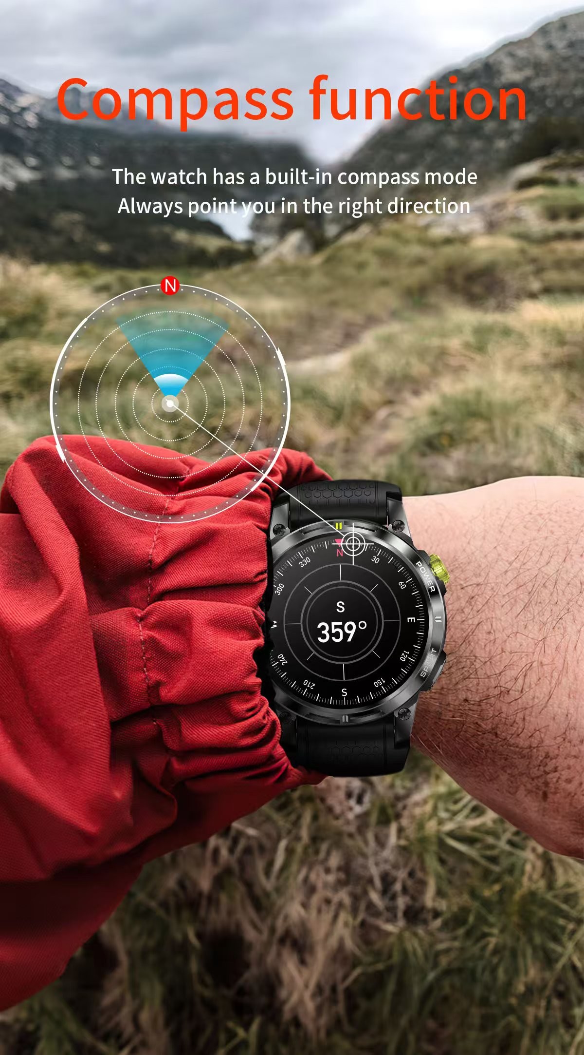 NX18 Pro Outdoor sport Smart Watch AMOLED Screen Compass GPS Tracker 400mAh Battery