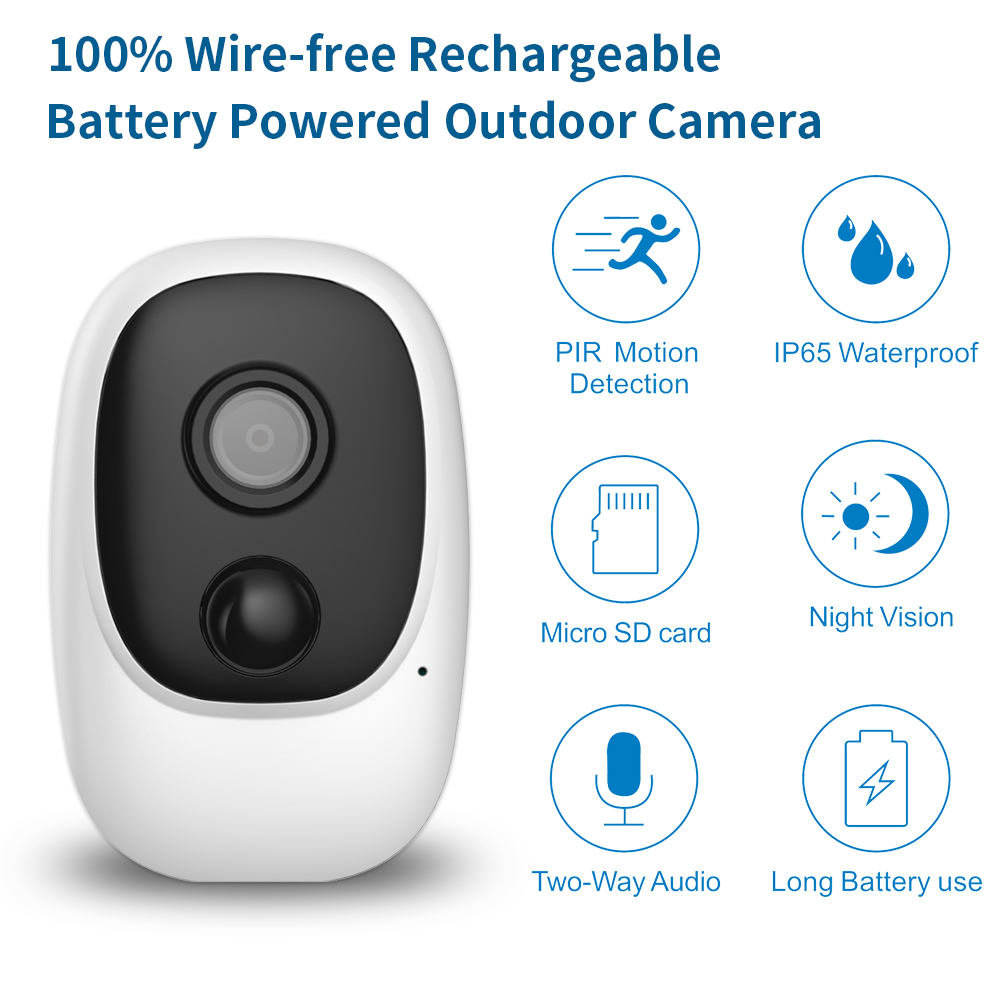 Remote Control Night Vision Two-way Audio Pir Wify Outdoor Camera Work with Tuya Amazon Google App