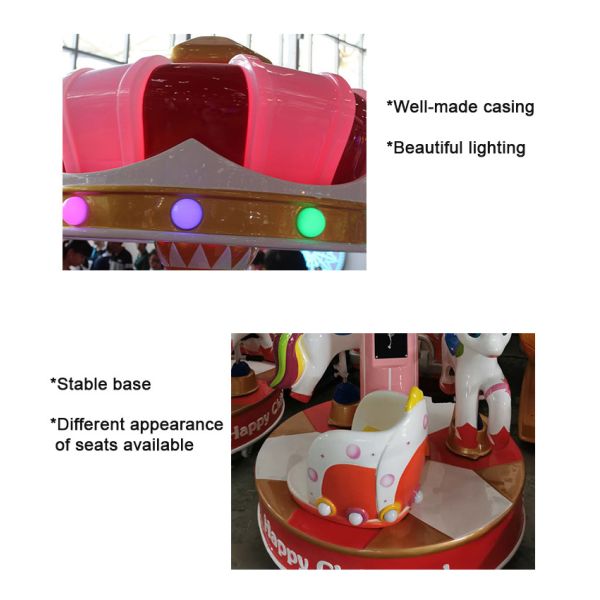 Carousel Merry Go Round Kiddie Ride 3 Seats For Indoor Amusement Park