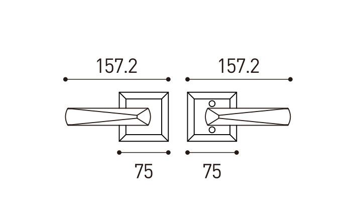Square Brass Handles , Non Locking Passage Door Lever For Hallway